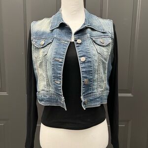 Love Culture Black and Light Blue Denim Vest